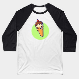 Ice Cream Cone Cartoon Vector Icon Illustration Baseball T-Shirt